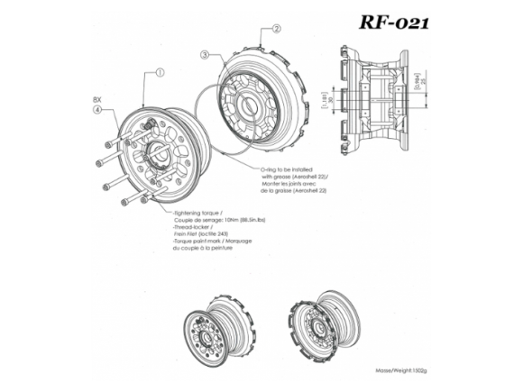 Beringer main wheel assembly 4.00-5