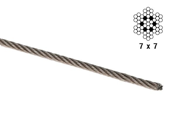 Control cable galvanised Ø2.4mm (3/32'')  7x7 MIL-W(DTL)-83420(D)
