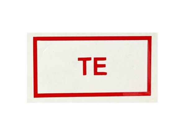 Warning/indication Placard 'TE' red