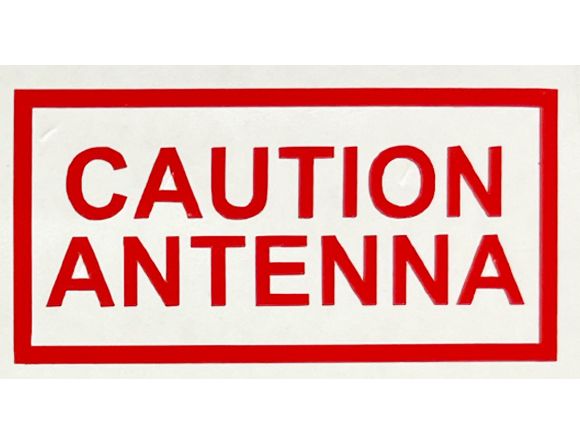 Warning Placard 'Caution antenna' red